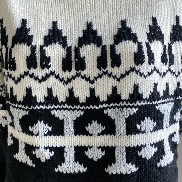 Vintage Kari Lynn Virgin Acrylic Geometric Print Fairisle Zip Shoulder Pullover - Picture 3 of 7